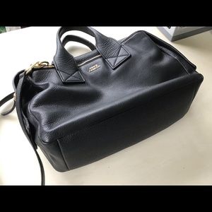 Vince Camuto large black gold leather satchel